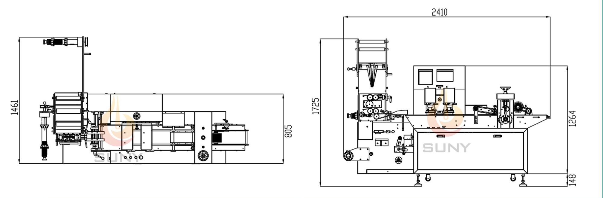 Single Back Seal Wet Wipes Machine Dimensions