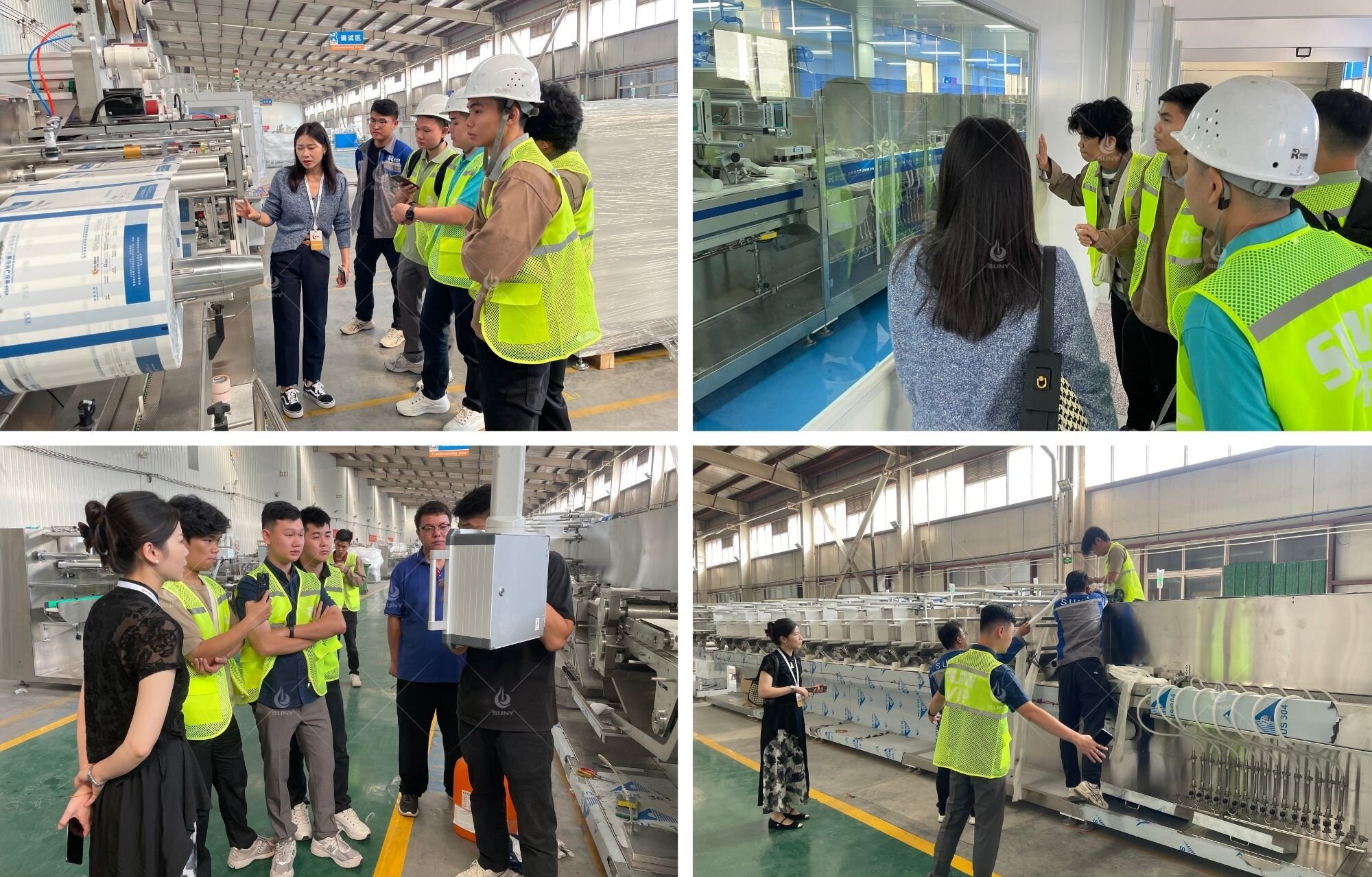 Indonesian customers came to our factory to learn the use of the SYF12 12 Lanes Automatic Wet Wipe Machine